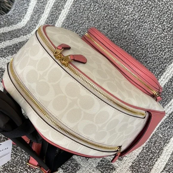 Coach 5671 Court Backpack In Signature Canvas Chalk / Taffy - Picture 5 of 16